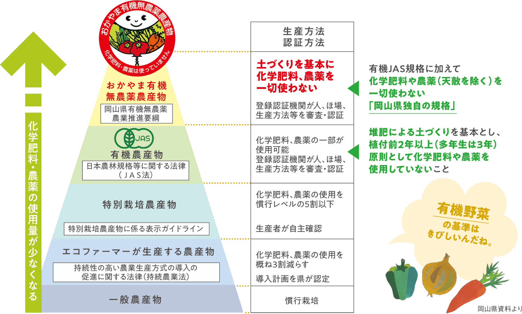 有機野菜などの種類の図版