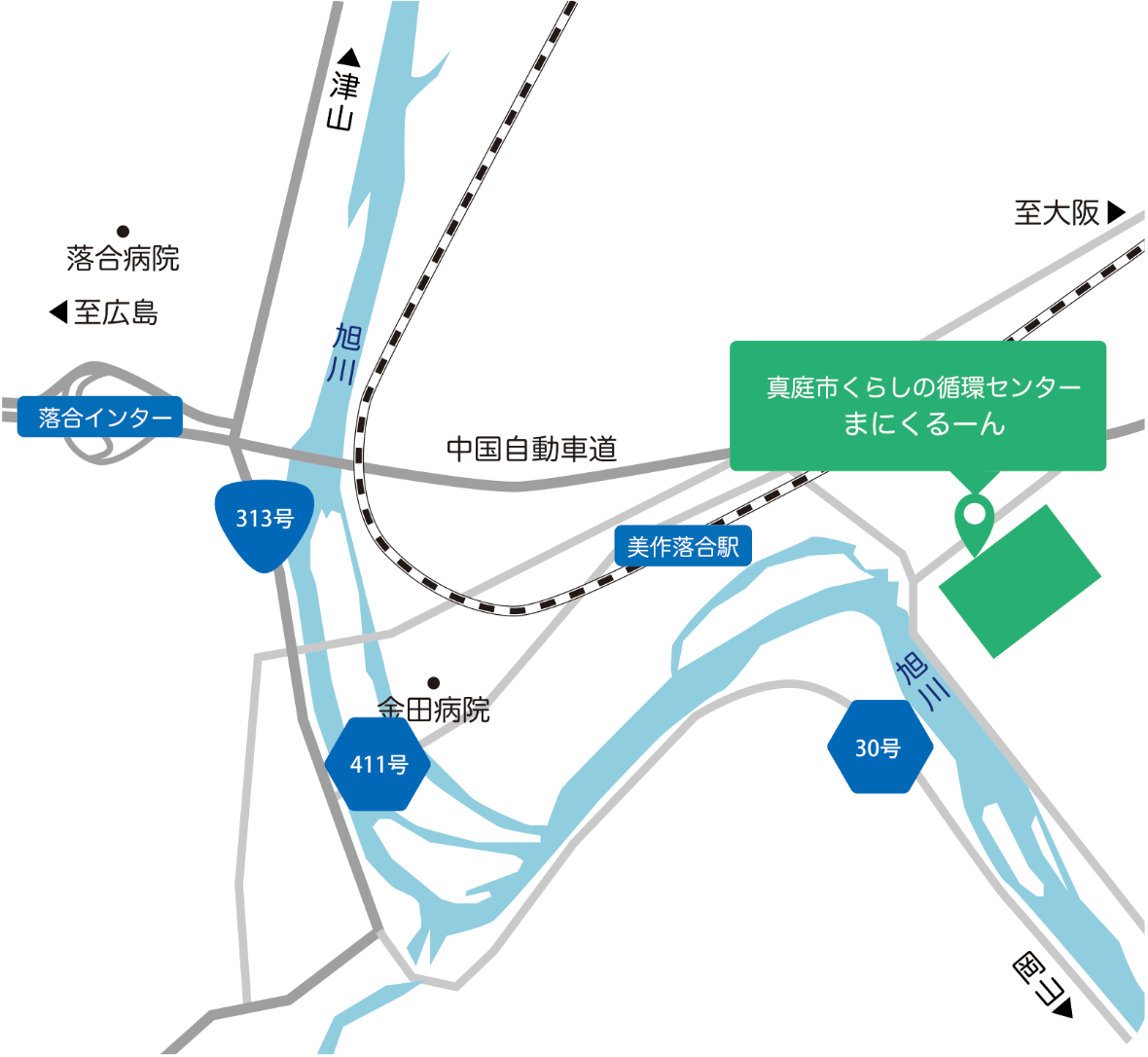 くらしの循環センターまにくる〜んのアクセス地図